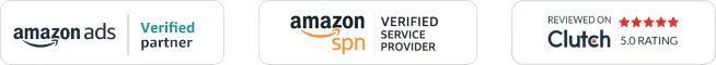 Amazon Ads Verified Partner · Amazon SPN Verified Service Provider · Reviewed on Clutch 5.0